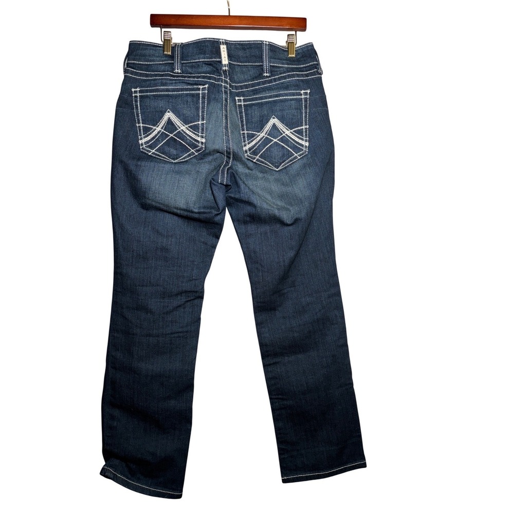 Ariat REAL Denim Womens 31S Dark Wash Straight Leg Western Jeans‎ Thick Stitch